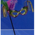 Mardi Gras Feather Mask on 10" Stick
